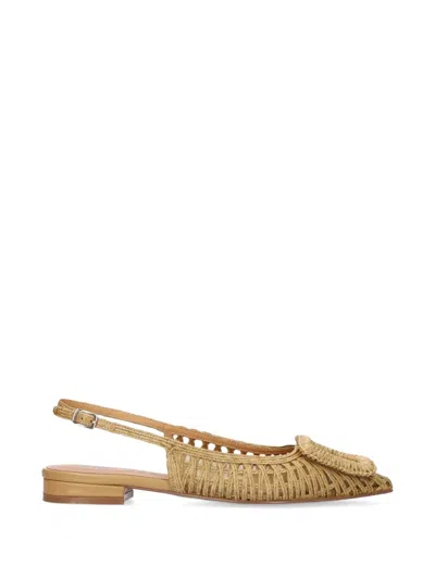 Bibi Lou Woven Buckle-detail Ballet Flats In Brown