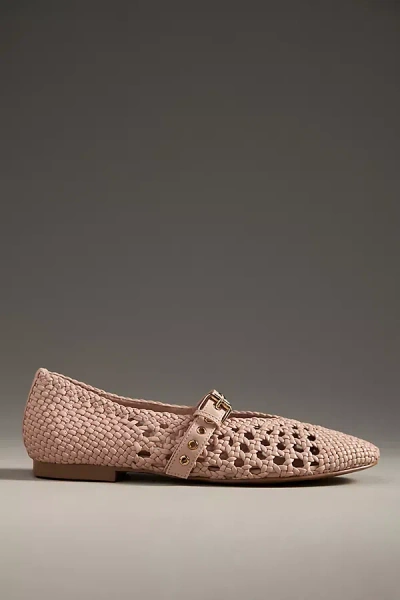 Bibi Lou Woven Moto Ballet Flats In Beige