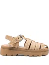 Bibi Lou Woven-texture Flat Sandals In Neutral