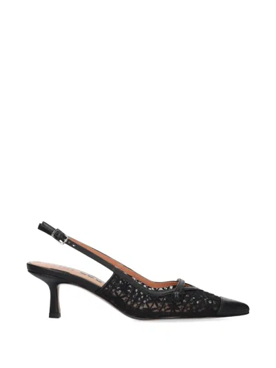 Bibi Lou Xaia Lace-panelled Slingback Pumps In Black