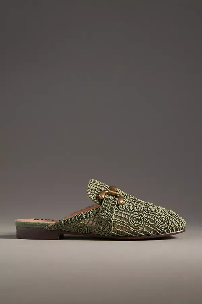 Bibi Lou Zagreb Crochet Slip-on Loafer Mules In Green
