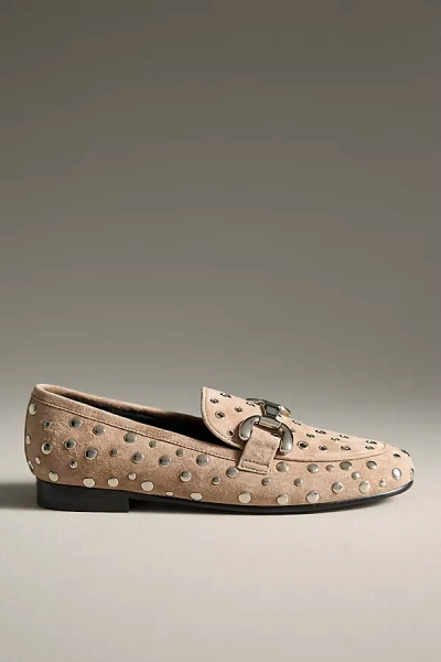 Bibi Lou Zagreb Suede Studded Loafers In Sand