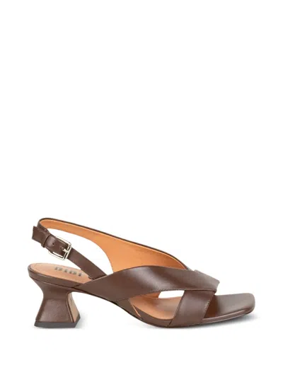 Bibi Lou Zia Crossover-strap Slingback Sandals In Brown