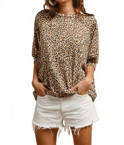 Bibi Lucy Leopard Top In Yellow In Animal Print