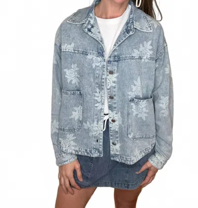 Bibi Mariah Denim Floral Jacket In Blue