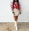 Bibi Merry & Bright Christmas Sweater In Ivory/red In Multi