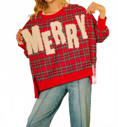 Bibi Merry Plaid Sweatshirt In Red In Multi