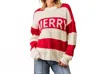 Bibi Merry Striped Sweater In White In Multi
