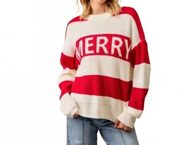 Bibi Merry Striped Sweater In White In Multi