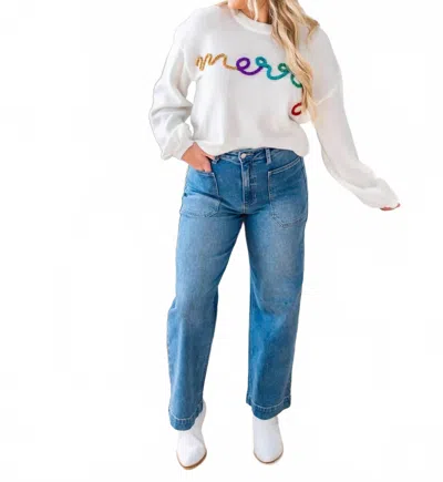 Bibi Merry Tinsel Metallic Sweater In White