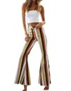 Bibi Multicolor Stripe Bell Bottom Pants In Red Multi In Multi