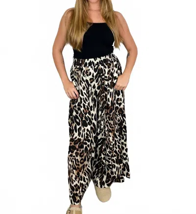Bibi No Questions Asked High-rise Rayon Blend Wide Leg Pants In Cream In Brown