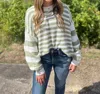 BIBI NOTHING BUT TIME STRIPED SWEATER IN IVORY/OLIVE