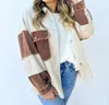 Bibi Nothing To Lose Corduroy Color Block Shacket In Oatmeal/brown In Multi