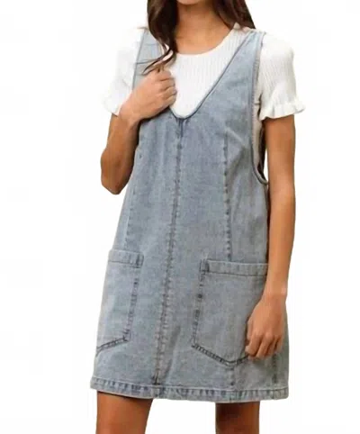 Bibi Olivia Denim Pocket Dress In Blue