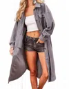 Bibi Oversized Fleece Long Jacket In Grey In Gray