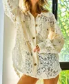 Bibi Oversized Lace Shacket In Cream