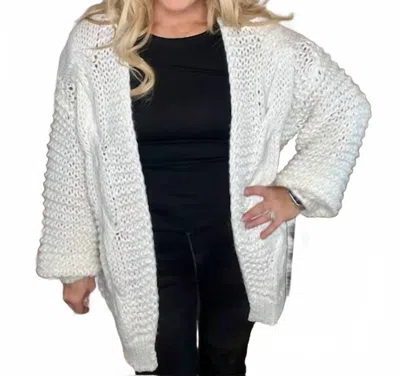 Bibi Oversized Open Long Sleeve Cardigan In Off White