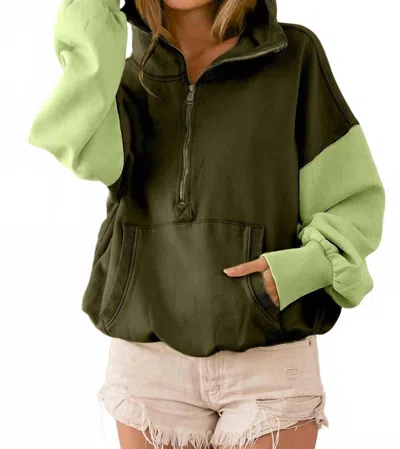 Bibi Penelope Hoodie In Olive In Green