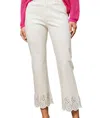Bibi Perforated Scallop Edge Pants In White In White