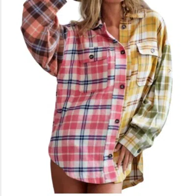 Bibi Plaid Check Buttoned Down Shirt In Pink