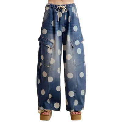 Bibi Polka Dot Cargo Jeans In Blue