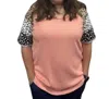 Bibi Printed Short Sleeve Tee Top In Peach