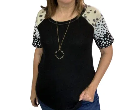 Bibi Printed Sleeve Tee Top In Black