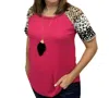 Bibi Printed Sleeve Tee Top In Fuchsia In Pink