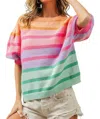 BIBI PUFF SLEEVE SWEATER IN COLOR BLOCK