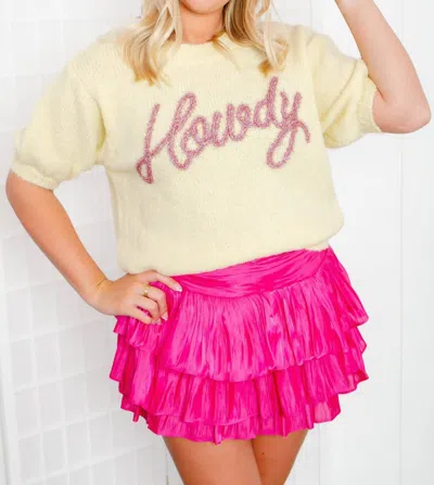 Bibi Queen Of Howdy Puff Sleeve Sweater In Beige