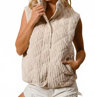 Bibi Quilted Corduroy Vest In Light Taupe In Neutral