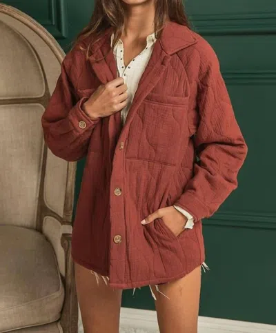 Bibi Quilted Raglan Jacket In Vintage Brick In Multi