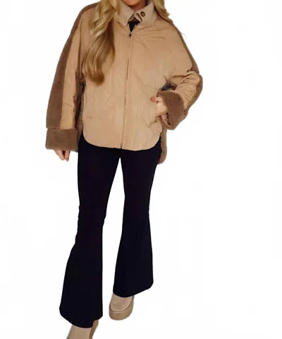 Bibi Quilted Sherpa Jacket In Mocha In Brown