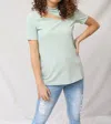 Bibi Rib Knit Cut Out Top In Dusty Sage In Black