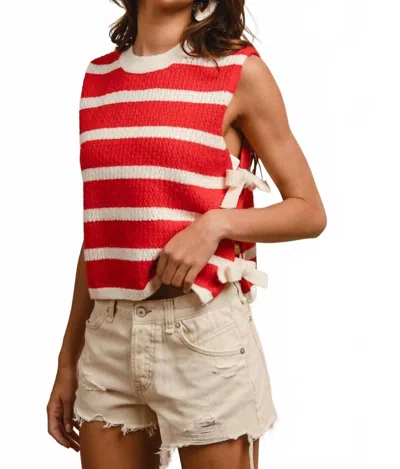 BIBI SANDIE STRIPED SIDE TIED VEST IN RED MULTI