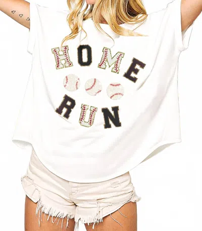 Bibi Sequin Baseball Home Run Short Sleeve Top In White