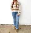 Bibi She's A Winner Striped Sweater In Latte/taupe/ivory In Multi