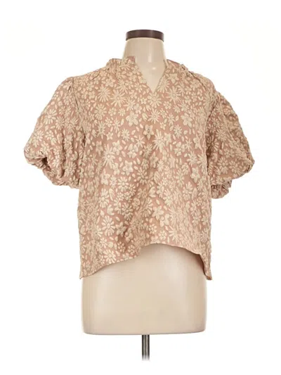 Bibi Short Sleeve Blouse In Brown