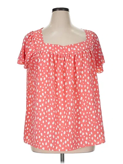 Pre-owned Bibi Short Sleeve Blouse In Orange