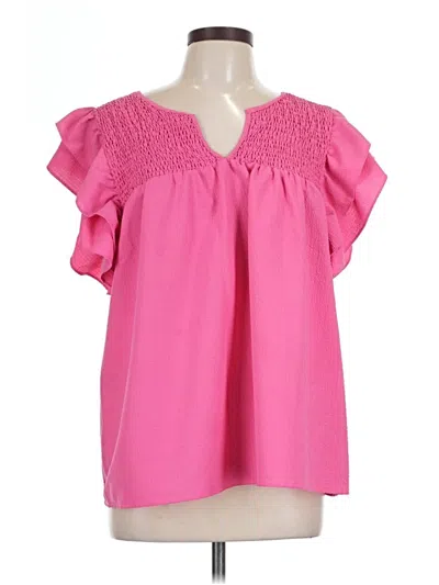 Pre-owned Bibi Short Sleeve Blouse In Pink