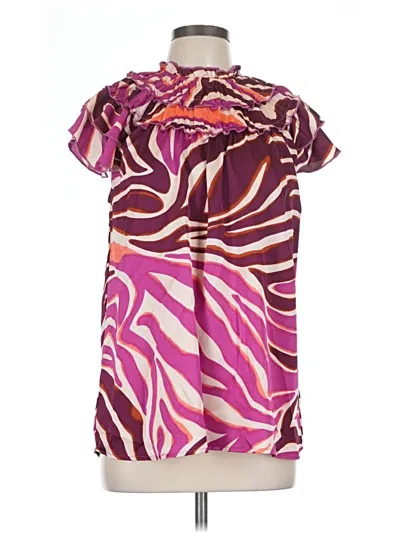Pre-owned Bibi Short Sleeve Blouse In Purple