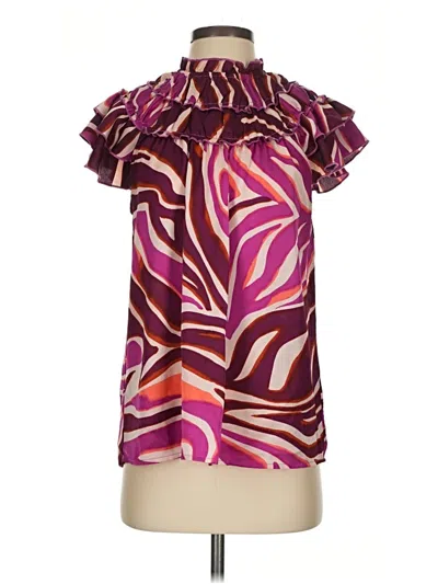 Pre-owned Bibi Short Sleeve Blouse In Purple