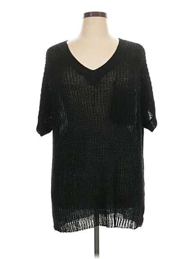 Pre-owned Bibi Short Sleeve Top Black V-neck Tops