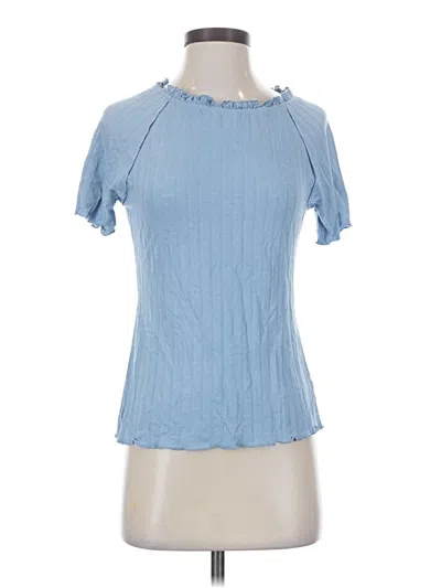 Pre-owned Bibi Short Sleeve Top Blue Keyhole Neckline Tops