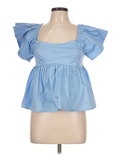 Bibi Short Sleeve Top Blue Square Neckline Tops