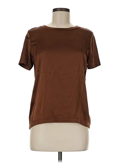 Pre-owned Bibi Short Sleeve Top Brown Crew Neck Tops