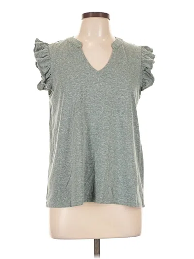 Pre-owned Bibi Short Sleeve Top Gray V-neck Tops