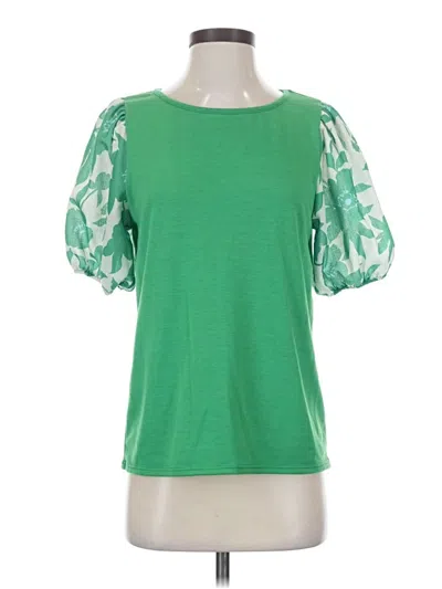 Pre-owned Bibi Short Sleeve Top Green Cold Shoulder Neckline Tops
