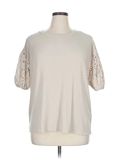 Pre-owned Bibi Short Sleeve Top Ivory Crew Neck Tops In White